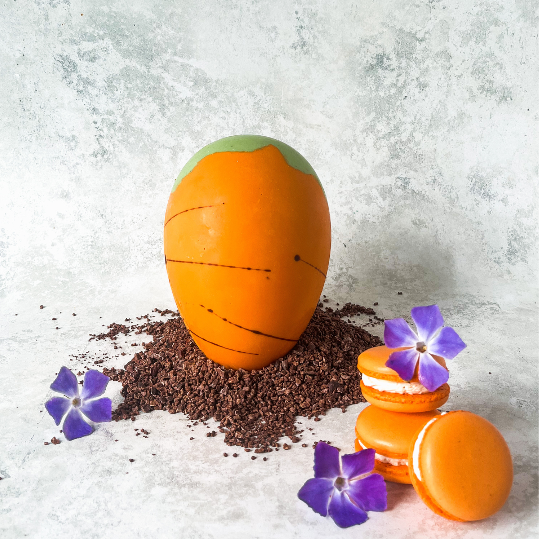 Carrot Cake Macaron Filled Chocolate Easter Egg