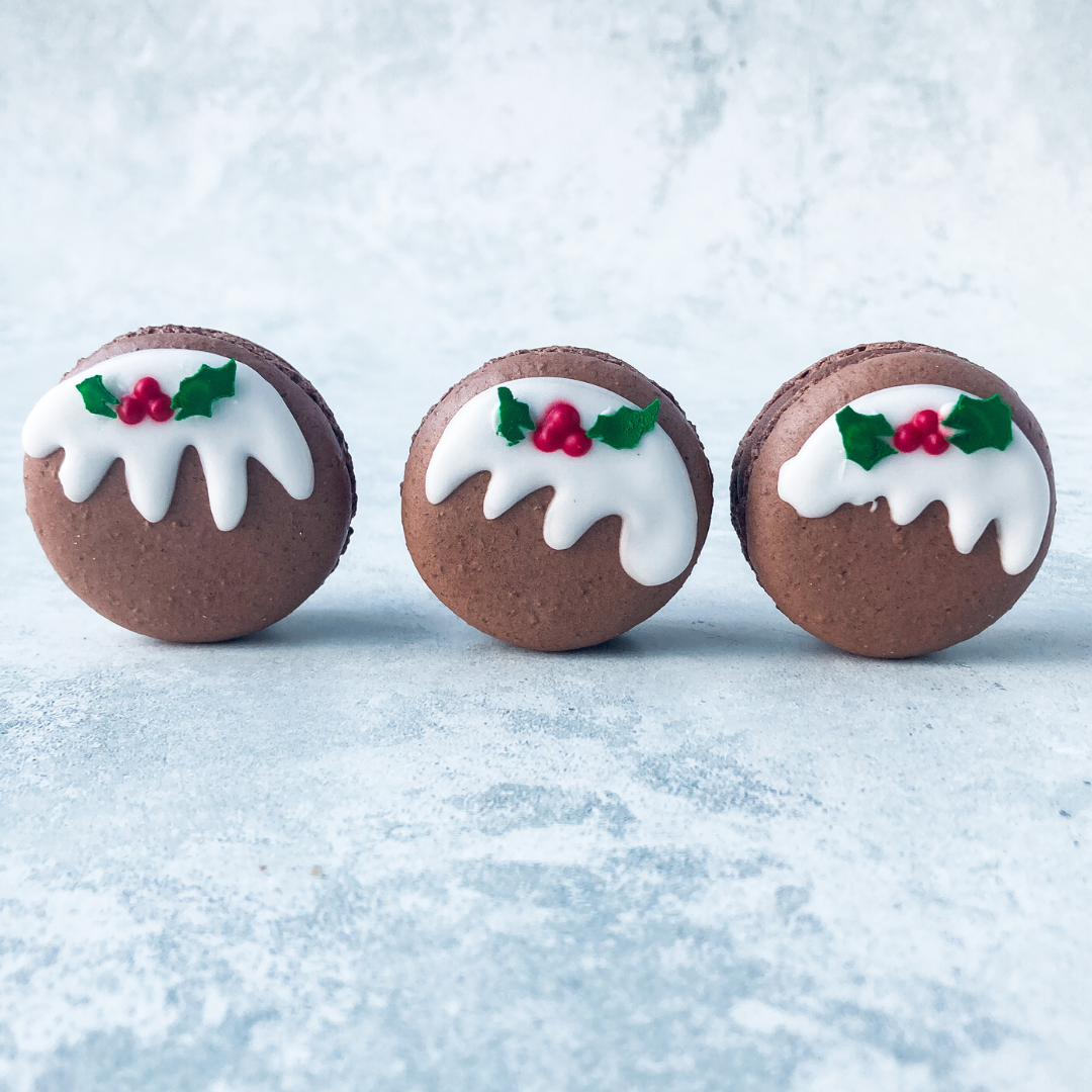 Christmas Pudding Macarons: A Festive Trio (Box of 3)